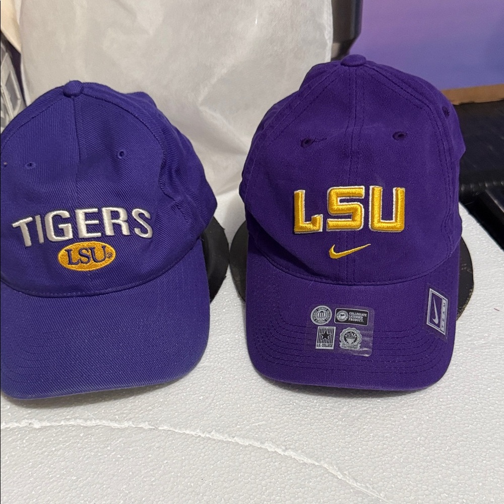 Nike Purple LSU Caps with Embroidered Logos